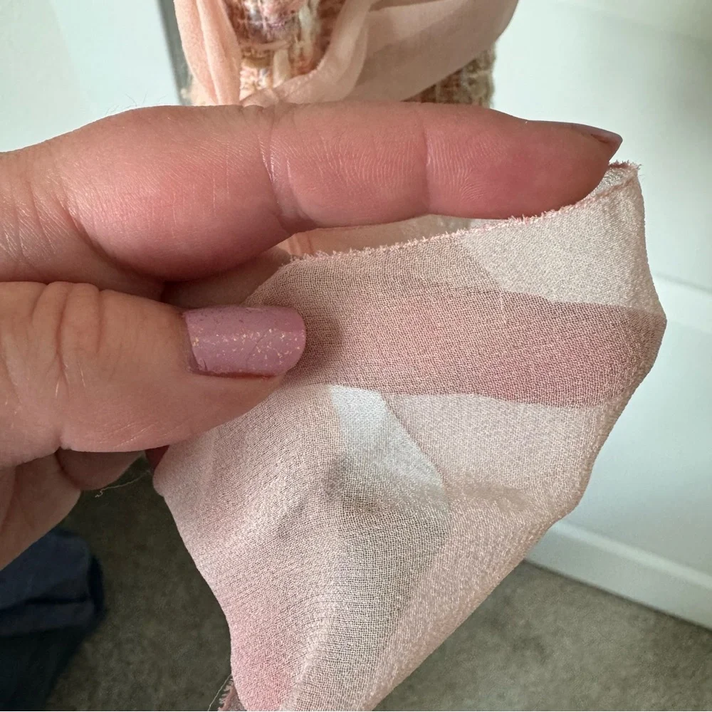 Vintage Albert Nipon Coral Pink Tweed Jacket Size 8 Wool Silk Accents Floral Pin - Picture 9 of 16